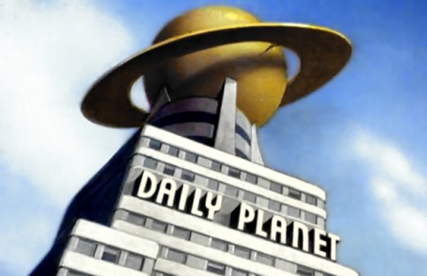 The first appearance of the iconic Daily Planet building in the “The Arctic Giant,” the fourth episode of the Superman cartoon created by Fleischer Studios. Original airdate: February 26, 1942